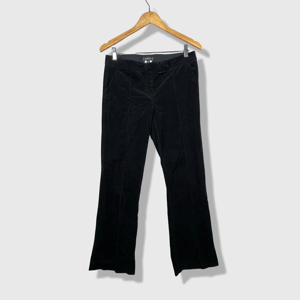 bebe Corduroy Velvet Pants Women 8 Black Y2K Flare Low Rise Trousers